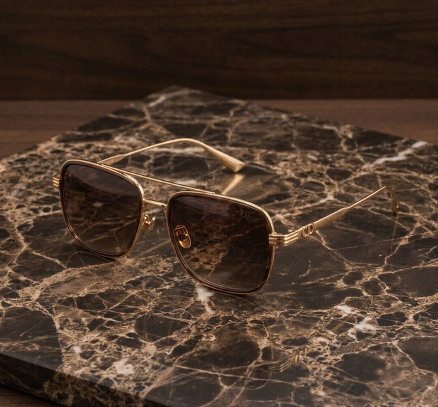 Dior Premium Square Metal Sunglasses for Men | Luxury UV Protection Eyewear